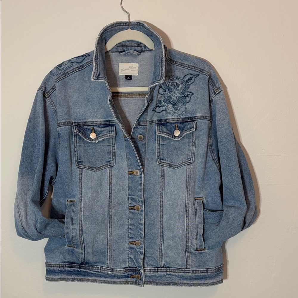 Universal Thread Light Blue Denim Jacket with Floral Embroidery - Picture 5 of 14